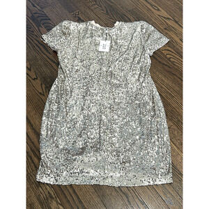 Generation Love‎ Donna Sequin Mini Dress Puff Sleeves Lined Silver Size XXS NEW